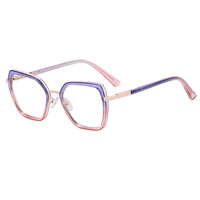 Montures de lunettes Doisyer Fashion Polygon bicolores pour femmes, verres transparents anti-lumière bleue, monture optique en TR90 et métal pour hommes
