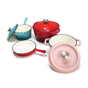 <span class=keywords><strong>Set</strong></span> di Pentole in Ghisa dal Design Minimalista per la Cucina di Casa Eco-Friendly con Rivestimento Smaltato Antiaderente Padelle e Casseruole - Product Image 3