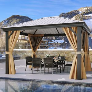10 'x 12' อลูมิเนียม hardtop gazebo เหล็กชุบสังกะสีหลังคาจั่วกลางแจ้งลานถาวร hardtop ศาลาสำหรับดาดฟ้าสนามหลังบ้าน - Product Image 2