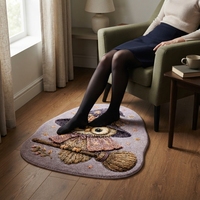 Tapis moderne antidérapant lavable en polyester, motif halloween (hibou, sorcière, balai), en faux velours, pour entrée de maison