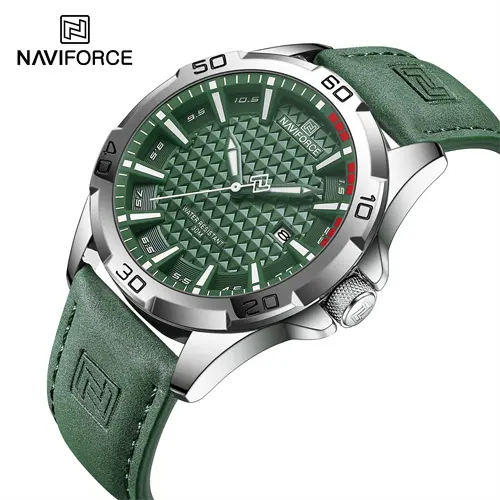 NAVIFORCE 8023 OEM Logo Business Men Quartz Leather Belt Watches Men Wrist Calendar Analog Clock Watch Band Relojes