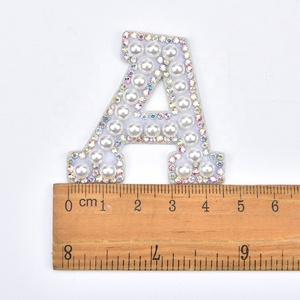 Adornos de diamantes de imitación para decoración, accesorios de ropa de boda, con diamantes de imitación, perlas de fieltro, letras, apliques, nombre, insignia, bricolaje - Product Image 4