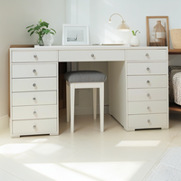 Table de maquillage moderne et élégante en bois blanc Grands tiroirs de rangement Coiffeuse en gros pour chambre à coucher, salle à manger et salle de bain