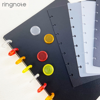 Lot de 50 couvertures en plastique RINGNOTE de taille moyenne, pour agenda économique classique, robustes, réutilisables, avec trous pré-perforés, couverture de carnet à disques givrée