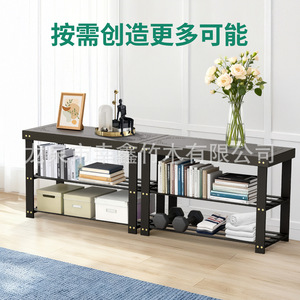 Shoe changing stool, home entrance shoe bench, multi-layer integrated shoe rack, sit-down <b>bed</b> footrest solid wood shoe cabinet - Product Image 2
