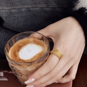 Dylam Specially Design Women Fine Jewelry Daily Wear S925 Silver Rhodium 18k Gold Plated Wide Layer Round <b>Beaded</b> Jewelry Rings - Product Image 6