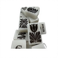 Jeu de Mahjong 160 pièces, design monochrome noir et blanc, points de caractères chinois, tuiles de bambou et jokers, avec étui, pour la maison