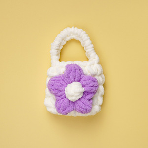 Sac à casque tricoté fait main en gros, nouveau modèle, mini sac de rangement pour monnaie, sac mignon en crochet à fleurs - Product Image 4