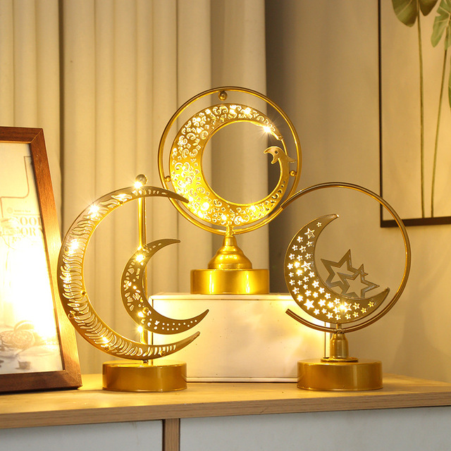LED Iron Art Moon Star Lamp Holiday Party Gift Room Decoration Ramadan Party Lamp Moon Lamp Decoration String Lights
