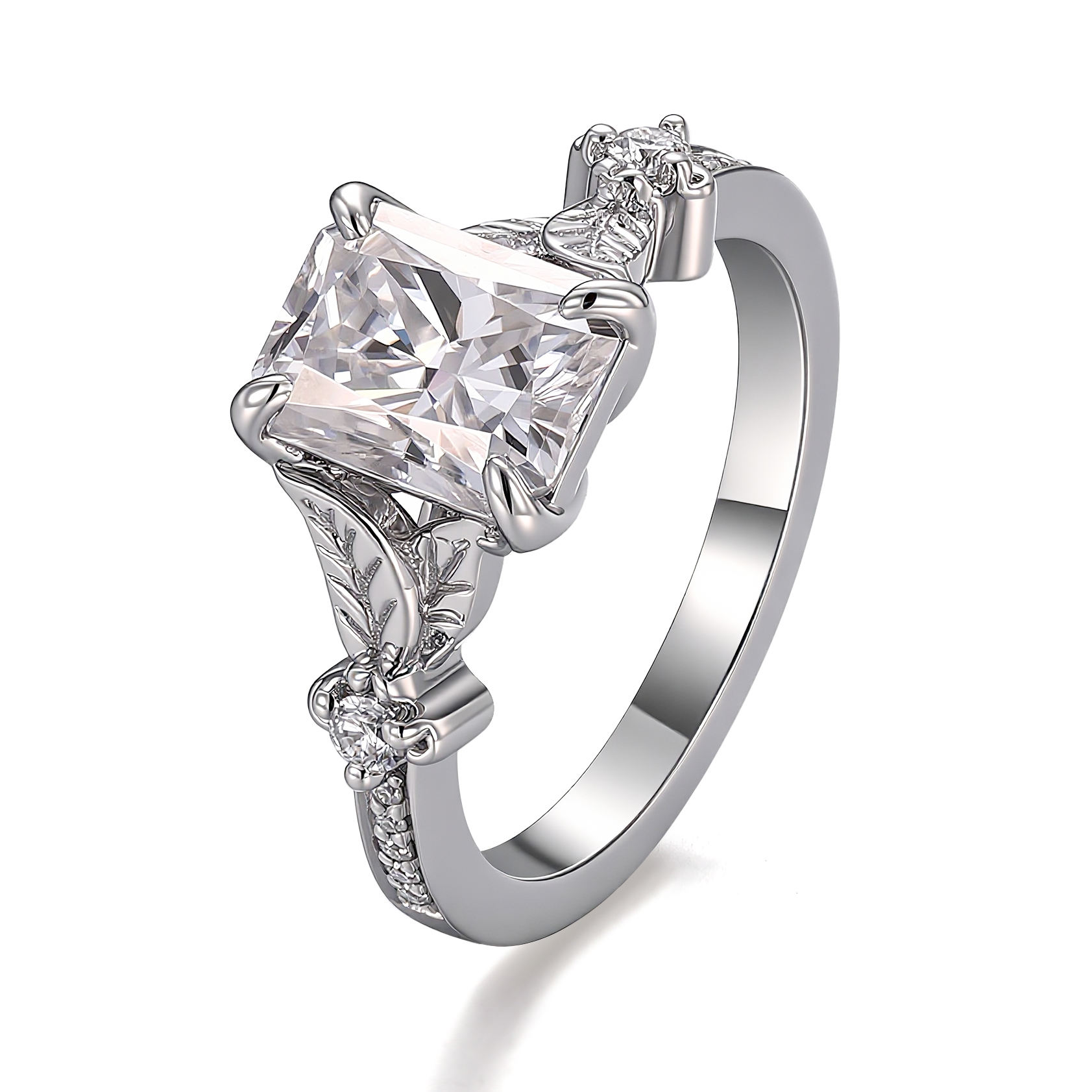 Bague en argent 925 plaqué or avec diamant de laboratoire