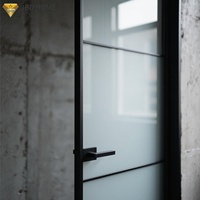 Porte à battant écoénergétique - Cadre en aluminium fin - Double vitrage - Surface finie - Isolation phonique - Pour usage intérieur moderne en villa