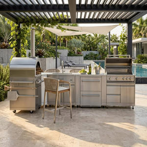 Mueble de Cocina Exterior Multifuncional Impermeable con Certificación CE, Mueble Modular de Acero Inoxidable SS304 con Fregadero para Jardín - Product Image 1