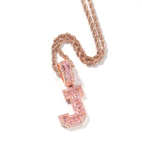 Nuevo Collar con Colgante de Letra Baguette en Oro Rosa, Plata y Rosa, Colgante con Inicial en Color Dorado, Joyería UWIN