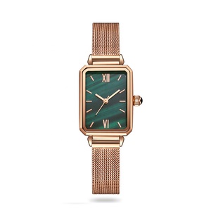 Logo personalizzato moq basso piccolo ordine 316L Quadrato in acciaio inox giappone movimento minimalista Malachite <span class=keywords><strong>verde</strong></span> <span class=keywords><strong>quadrante</strong></span> <span class=keywords><strong>orologio</strong></span> per la donna - Product Image 1