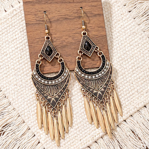 Tassel Drop <b>Earrings</b> Tibetan <b>Silver</b> Crystal Rhinestone Women's Party Boho Style <b>Long</b> Ethnic Jewelry - Product Image 3