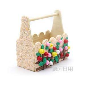 Wooden <b>Basket</b> Diy Craft Kit For Children Age 4 6 Years Old Home Decoration With Clay Flowers Model Toy - Product Image 1