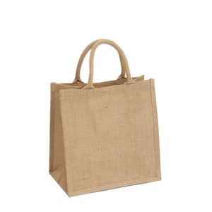Sac fourre-tout en toile de jute personnalisé avec logo imprimé, bandoulière et fermeture, idéal pour les courses - Product Image 2