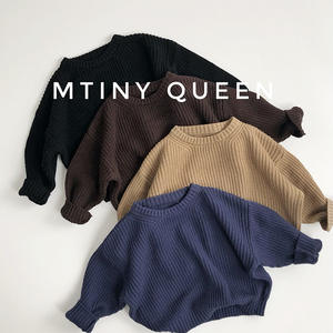 Printemps et automne manteau tricoté lâche couleur unie col rond enfants <span class=keywords><strong>pull</strong></span> garçons et filles <span class=keywords><strong>pull</strong></span> coton - Product Image 3