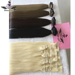 Fast Shipping Salon Light Color Top Quality Raw Hair 100 Grams Seamless Pu Clip In Virgin Human Hair Extensions