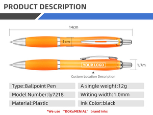 ปากกาลูกลื่นแบบกด 1.0 มม. พลาสติก ดีไซน์ใหม่ สีส้ม สำหรับสำนักงาน รับผลิตตามสั่งพร้อมโลโก้ - Product Image 2