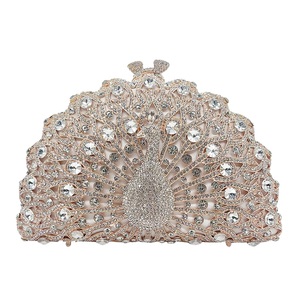 Bolso de mano vintage con diseño de pavo real para mujer, elegante bolso de mano nupcial con cristales, cadena delicada para novia, esposa o amante - Product Image 1