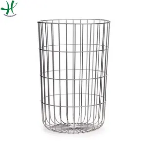Laundry Basket -Eco-Friendly multi function in black color , Round Metal Wire with liner basket