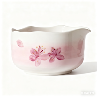 Bol à matcha en céramique personnalisé avec logo, motif floral, dégradé rose, chawan pour cérémonie, coffret cadeau matcha en gros