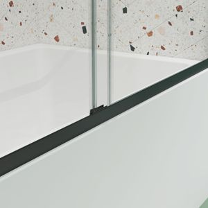 DB ประตูบานเลื่อนอาบน้ำพร้อม1/4 "กระจกเทมเปอร์และผิวสีดำด้าน50-54" X70" - Product Image 5