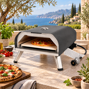 Four à pizza au gaz d'extérieur portable, vente en gros d'usine OEM, avec <span class=keywords><strong>pierre</strong></span> à pizza et thermomètre pour usage commercial - Product Image 1