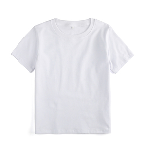 Vente en gros Chemises unies en coton vierge pour bébé garçon Chemises d'été pour enfants à manches courtes et col rond T-shirt <span class=keywords><strong>blanc</strong></span> à broderie pour petit garçon - Product Image 1
