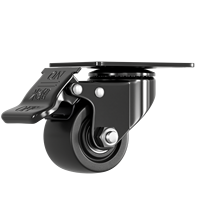Roda Putar Millmiss Low Center of Gravity Caster 1.5/2/2.5/3 Inch PP Solid Wheel Plate Mount Swivel dengan Rem, Perlengkapan Kabinet yang Tahan Lama