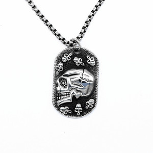 Collar con Colgante de Calavera y Esqueleto yunnique, Plata Tibetana, Diseño Geométrico, Estilo Punk Rock, Joyería para Motociclistas - Product Image 1