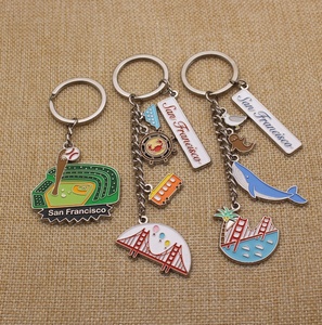 Customizable logo Metal Cartoon Animated Character Pendant Soft Polyvinyl Chloride Rubber Promotional Keychain Snap Ring