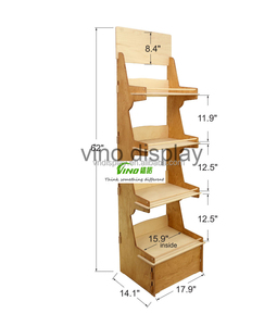 Étagère de supermarché robuste en bois Vino, démontable, simple face, niveaux personnalisables, certifiée résistance aux chutes, pour présentation au sol - Product Image 5