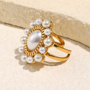 Dreamshow Imitatie Parel Trends Producten <span class=keywords><strong>2026</strong></span> Ovale Signet <span class=keywords><strong>Ring</strong></span> Verlovingsring Verguld Roestvrij Staal Sieraden - Product Image 3