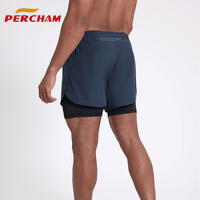 Shorts de course 2 en 1 pour hommes avec poche pour téléphone, poche arrière zippée, doublure intégrée, séchage rapide, respirant, logo personnalisé, athlétique, gym