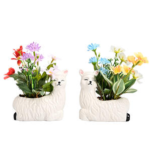 Maceta Grande de Cerámica Esmaltada con Diseño de Alpaca, Estilo Nórdico, para Suculentas (<span class=keywords><strong>Planta</strong></span> No Incluida), Ecológica, Juego de 2 Piezas - Product Image 1