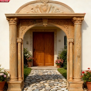 Arche d'entrée sculptée en marbre beige YOUFINE avec statues <span class=keywords><strong>de</strong></span> Caryatides, <span class=keywords><strong>portail</strong></span> décoratif <span class=keywords><strong>de</strong></span> luxe pour villa et propriété - Product Image 6