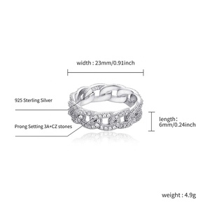 2021 New High Quality 925 Sterling Silver Cuban <strong>Ring</strong> Full Iced Out <strong>Cubic</strong> <strong>Zirconia</strong> <strong>Engagement</strong> <strong>Rings</strong> Men Women Gifts Wedding <strong>Rings</strong> - Product Image 2