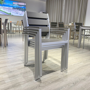 Coets métal aluminium brossé salle à manger extérieur restaurant accoudoir fauteuils chaises ensemble de chaises en aluminium pour Restaurant - Product Image 2