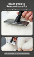Brosses à poils pour animaux de compagnie de haute qualité, brosses à poils professionnelles en acier inoxydable avec manche en bois pour chiens et chats