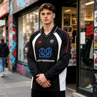 Jersey de Manga Larga Estilo Retro Americano Personalizado al por Mayor, Impresión por Sublimación, Logotipo Personalizado, Patrón de Alta Calidad, Transpirable