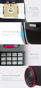 Aspiradora Silenciosa de 800W <span class=keywords><strong>con</strong></span> <span class=keywords><strong>Bolsa</strong></span>, Filtración HEPA, Seca, Capacidad de 3L, Potencia de Succión de 17kPa - Product Image 4