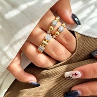 Nouveau produit tendance : Ensemble de bijoux en cuivre bicolore avec zircon cubique, bracelet ouvert et bagues, idéal pour mariage, anniversaire, fête, bijoux de mode