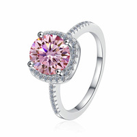 Bague pour femme en moissanite couleur D, plaqué platine or, style classique, forme géométrique, 2 carats, vente en gros, diffusion en direct transfrontalière