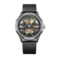 Quantité minimale de commande bas luxe japon mouvement résistant à l'eau bracelet en caoutchouc noir boîtier en acier inoxydable conception personnalisée montres automatiques