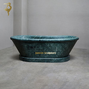 Cina vasca da bagno indipendente rettangolare in marmo <span class=keywords><strong>verde</strong></span> 1.8m bagno di immersione in stile europeo con scolapiatti - Product Image 4