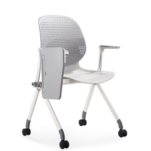 High End Ergonomic Training Classroom Furniture Plastic <b>Tables</b> and <b>Chairs</b> Conference <b>Foldable</b> Training <b>Chair</b> With Writing Pad - Product Image 3