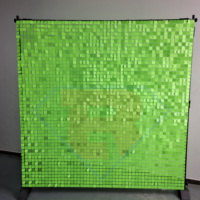 2023 couleur vert frais 4D paillettes clair grille panneau arrière miroitant mur toile de fond pour anniversaire mariage événement décoration