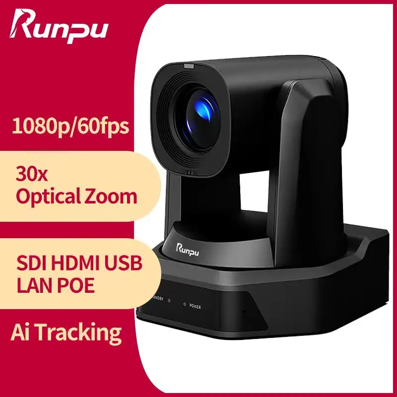 Runpu attrezzatura TV HD66A-30 30X zoom ottico 1080p HD AI Track PTZ kit controller videocamera per eventi Live Streaming chiesa